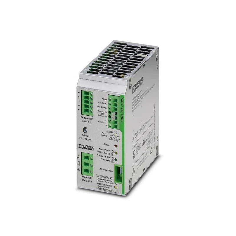 Phoenix Contact Uninterruptible Power Supply 350V DC Input 24V DC Output 120W Power DIN Rail Mount TRIO-UPS 2866611