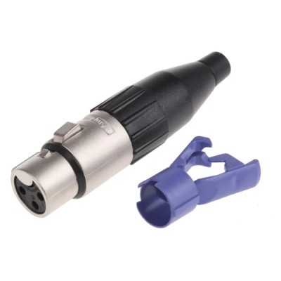 Amphenol Industrial Cable XLR Connector, Straight, Female, 3 Contacts, Tin Plating, 133V, 15A AC3FJ