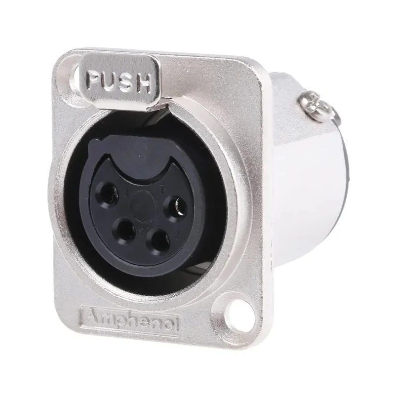 Amphenol Industrial Panel XLR Connector Straight 133V 10A Female 4 Contacts Silver Plating AC4FDZ