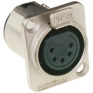 Amphenol PCD US Panel XLR Connector Straight Female 5 Contacts 7.5A 133V Tin Plating Zinc Alloy AC5FDZ