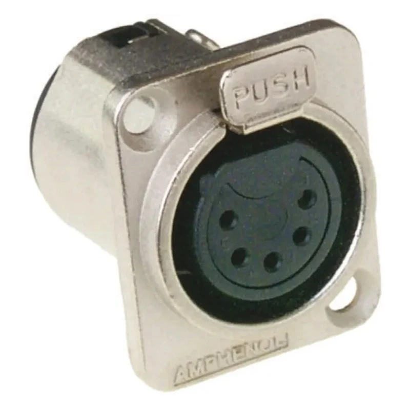 Amphenol PCD US Panel XLR Connector Straight Female 5 Contacts 7.5A 133V Tin Plating Zinc Alloy AC5FDZ