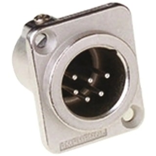 Amphenol Industrial Panel XLR Connector, Straight, 133V, Male, 6 Way, Silver Plating AC6AMDZ