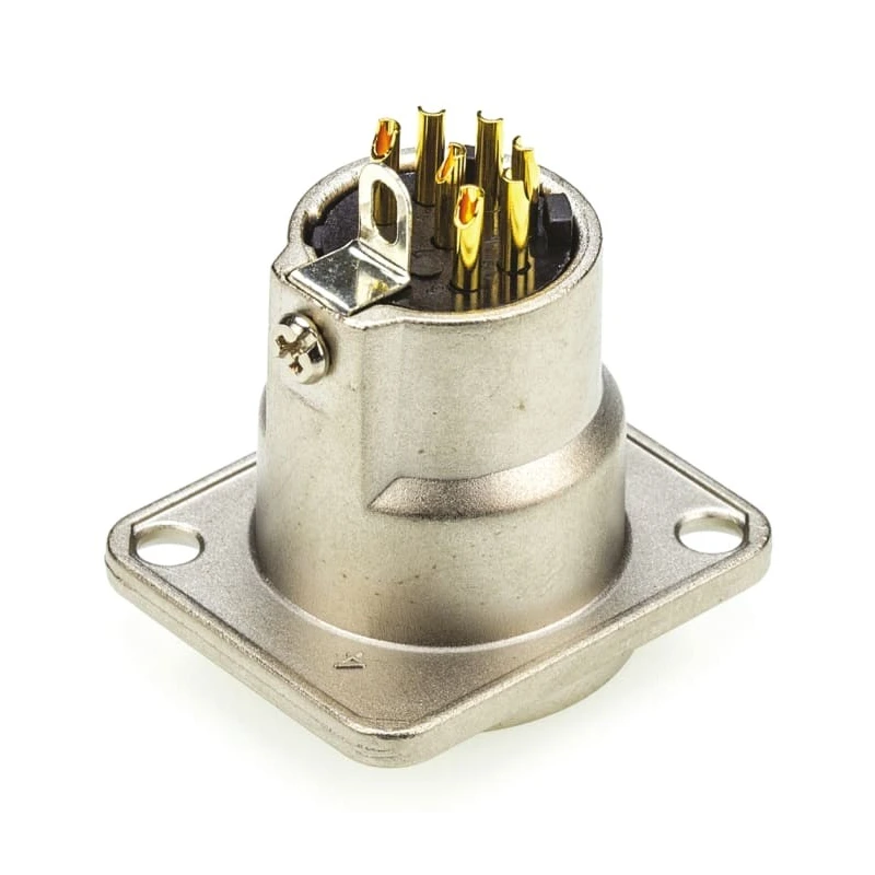 Amphenol Industrial Panel XLR Connector, Straight, 7 Way, Male, 133V, 5A, Gold Plating AC7MDZ