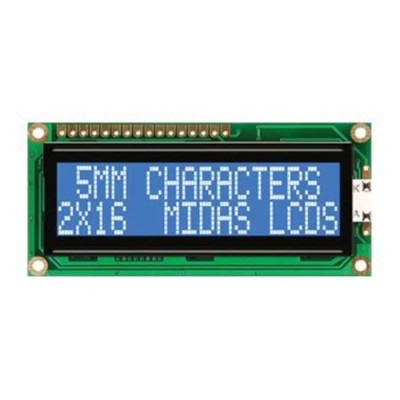 Midas G Alphanumeric LED LCD Monochrome Display Blue on White 2 x 16 Characters MC21605G6WD-BNMLW-V2