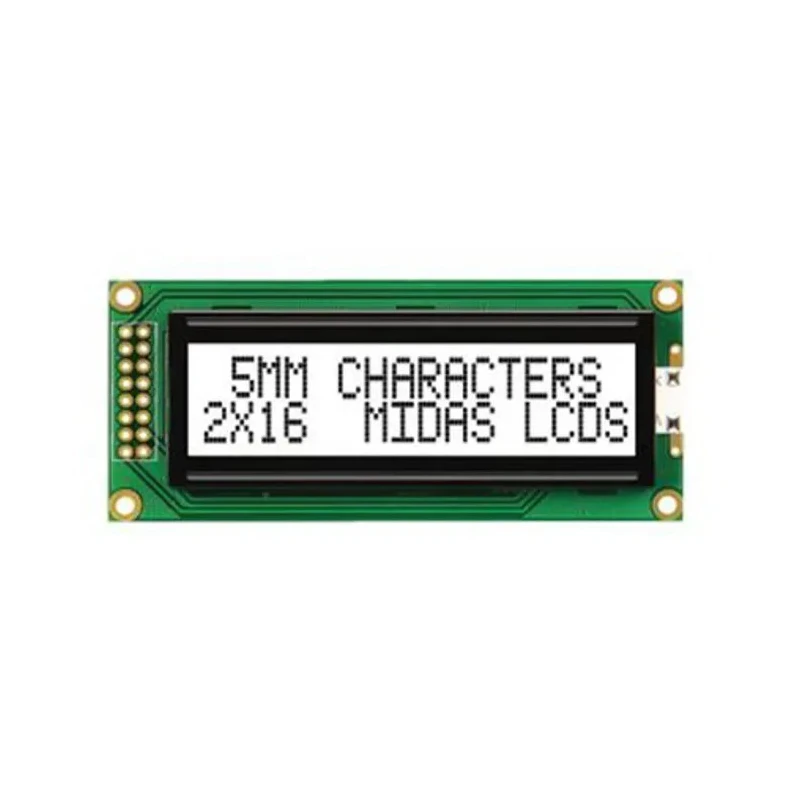 Midas Alphanumeric LED LCD Monochrome Display White on White 2 x 16 Characters MC21605B6W-FPTLW-V2