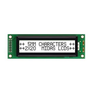 Midas A Alphanumeric LED LCD Monochrome Display White on White 2 x 20 MC22005A6W-FPTLW-V2