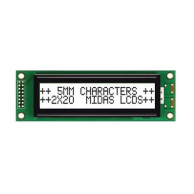 Midas A Alphanumeric LED LCD Monochrome Display White on White 2 x 20 MC22005A6W-FPTLW-V2