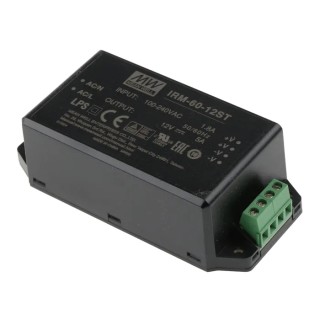 MEAN WELL 60W 12V dc Single Output Chassis Mount Switching Power Supply IRM-60-12ST