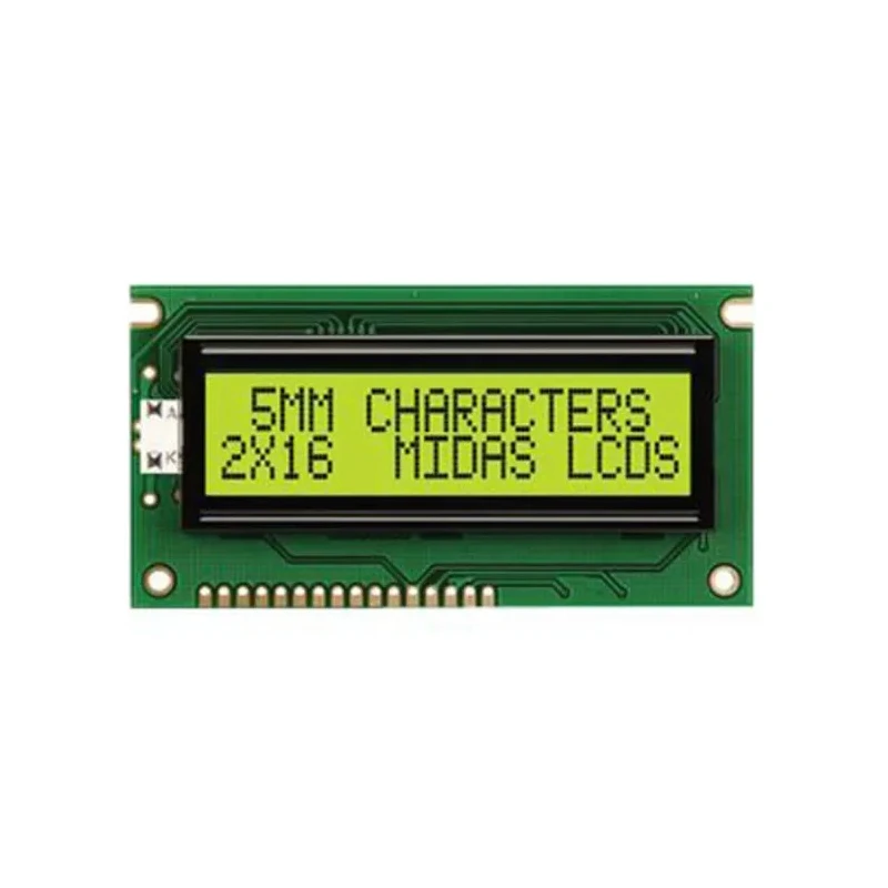 Midas A Alphanumeric LED LCD Monochrome Display, Green on Green, 2 x 16 MC21605A6W-SPR-V2