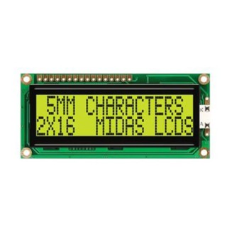 Midas G Alphanumeric LED LCD Monochrome Display, Yellow Green Illumination, 2 x 16 Characters MC21605G6WD-SPTLY-V2