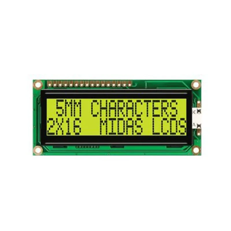 Midas G Alphanumeric LED LCD Monochrome Display, Yellow Green Illumination, 2 x 16 Characters MC21605G6WD-SPTLY-V2