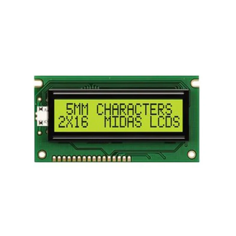 Midas Alphanumeric LED LCD Monochrome Display Green Yellow on Yellow Green 2 x 16 MC21605A6WD-SPTLY-V2