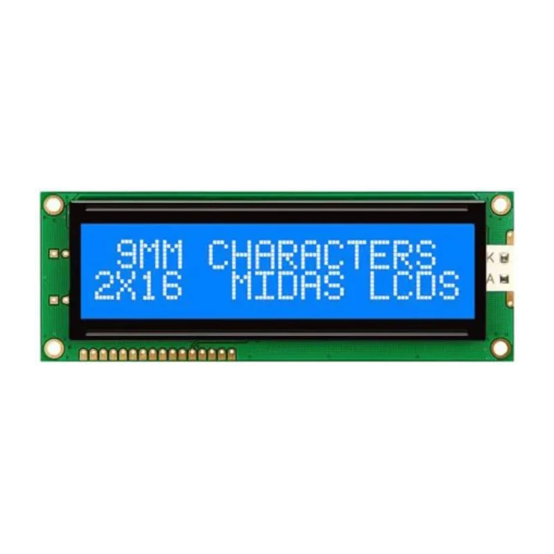Midas Alphanumeric LED LCD Monochrome Display Blue on White 2 x 16 Characters MC21609AB6W-BNMLW-V2