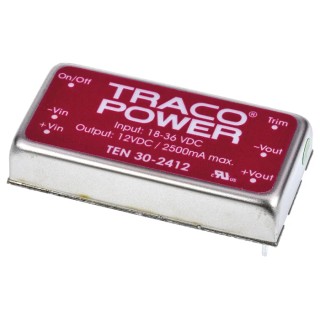 TRACOPOWER DC/DC Converter 12V DC Output 2.5A 36V DC Max Input 18V Min Input 30W PCB Mount TEN 30-2412