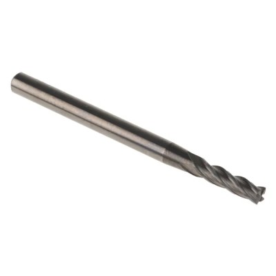 Dormer Solid Carbide End Mill Cutter 2.5 mm Diameter, 9 mm Cut Length, 3 mm Plain Shank, 4 Flutes, Bright Finish S9042.5