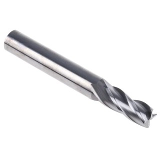 Dormer Solid Carbide End Mill, 9 mm Cutter Diameter, 10 mm Shank, 21 mm Cut Length, 72 mm Overall Length, Bright S9049.0