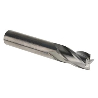 Dormer Solid Carbide End Mill 12 mm Cutter Diameter, 25 mm Cut Length, 12 mm Shank Diameter, 4 Flutes, Bright S90412.0