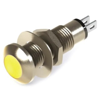 Marl Yellow Panel Mount Indicator 110V AC, IP67, 8.1 mm Mounting Hole, Solder Tab Termination 534-521-75