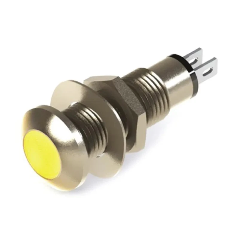 Marl Yellow Panel Mount Indicator 110V AC, IP67, 8.1 mm Mounting Hole, Solder Tab Termination 534-521-75
