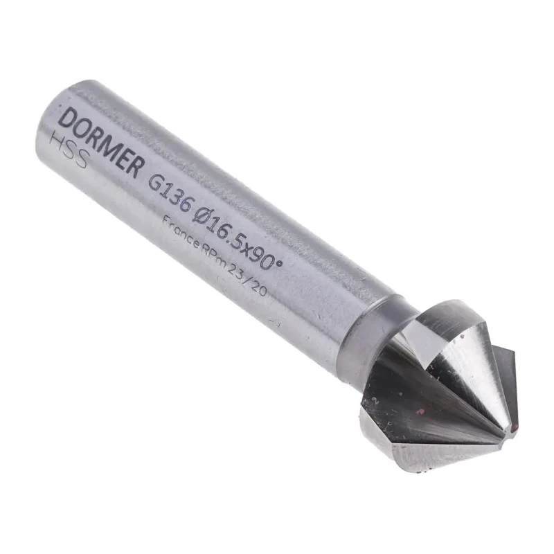 Dormer High Speed Steel Drill Bit, 16.5 mm Head Diameter, 3 Flutes, 90° Countersink Angle, 60 mm Length G13616.5