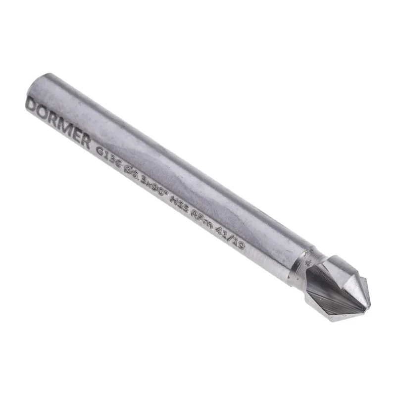 Dormer High Speed Steel Countersink Drill Bit 6.3 mm Head Diameter, 3 Flute, 90° Angle, 45 mm Length G1366.3