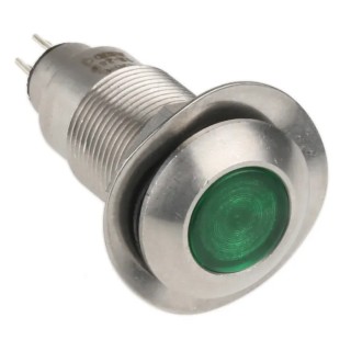 Marl Panel Mount LED Indicator Green, 12.7 mm Mount Hole, Solder Tab Terminal, IP67 Rated, 12-28V DC, 538-532-63