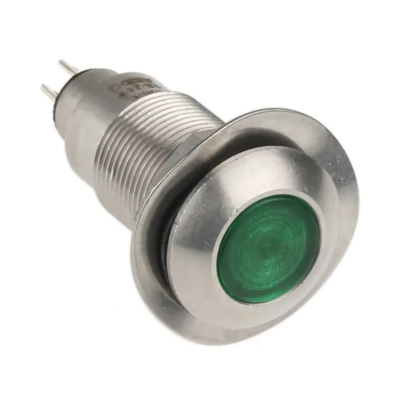 Marl Panel Mount LED Indicator Green, 12.7 mm Mount Hole, Solder Tab Terminal, IP67 Rated, 12-28V DC, 538-532-63