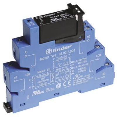 Finder 38 Series Interface Relay, DIN Rail Mount, 24V dc Coil Voltage, SPST Contact, 6A Switching Current 38.41.7.024.9024
