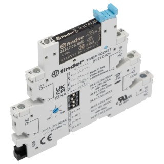 Finder 38 Series DIN Rail Timer Relay, Multifunction, SPDT Switch, 1 Contact, 12V AC 60V DC, 0.1 s to 6 h 38.21.0.012.0060