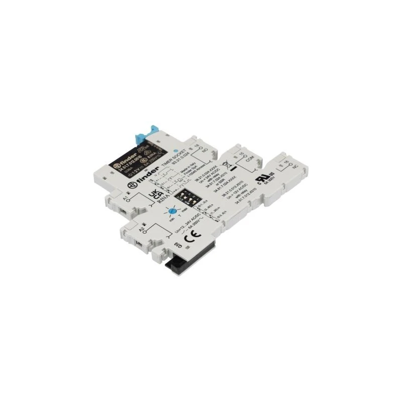 Finder 38 Series DIN Rail Timer Relay, Multifunction, SPDT Switch, 1 Contact, 12V AC 60V DC, 0.1 s to 6 h 38.21.0.012.0060