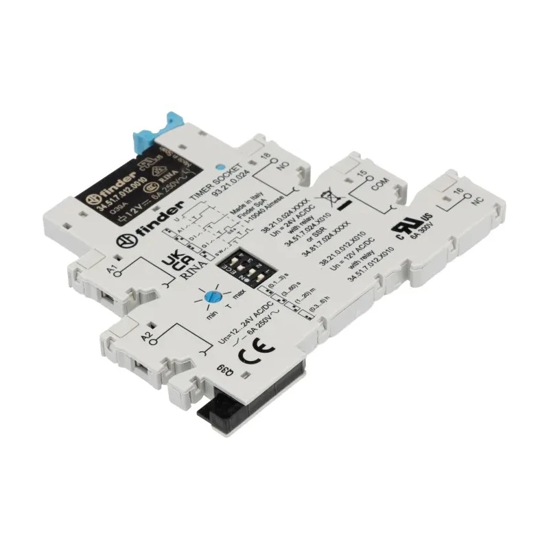 Finder 38 Series DIN Rail Timer Relay, Multifunction, SPDT Switch, 1 Contact, 12V AC 60V DC, 0.1 s to 6 h 38.21.0.012.0060