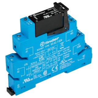 Finder 38 Series Interface Relay DIN Rail Mount 24V DC Coil 6A SPST Switching 16.5mA Coil Current 38.31.7.024.9024