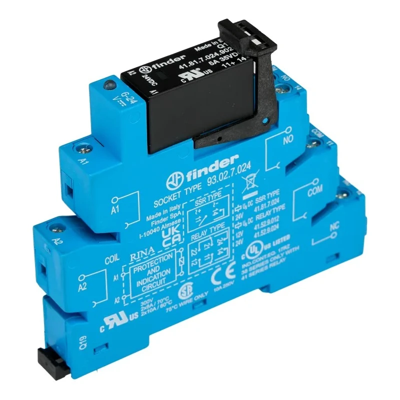 Finder 38 Series Interface Relay DIN Rail Mount 24V DC Coil 6A SPST Switching 16.5mA Coil Current 38.31.7.024.9024