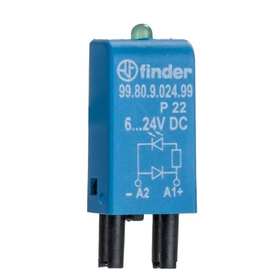 Finder Pluggable Function Module 6-24V DC Green LED Compact Design 99.80.9.024.99