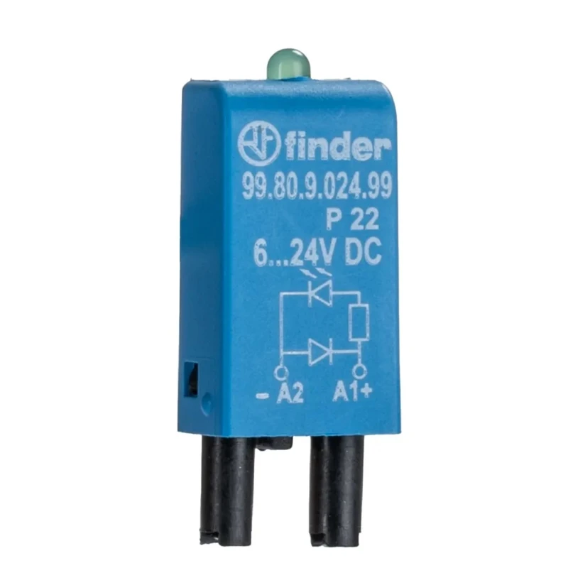 Finder Pluggable Function Module 6-24V DC Green LED Compact Design 99.80.9.024.99