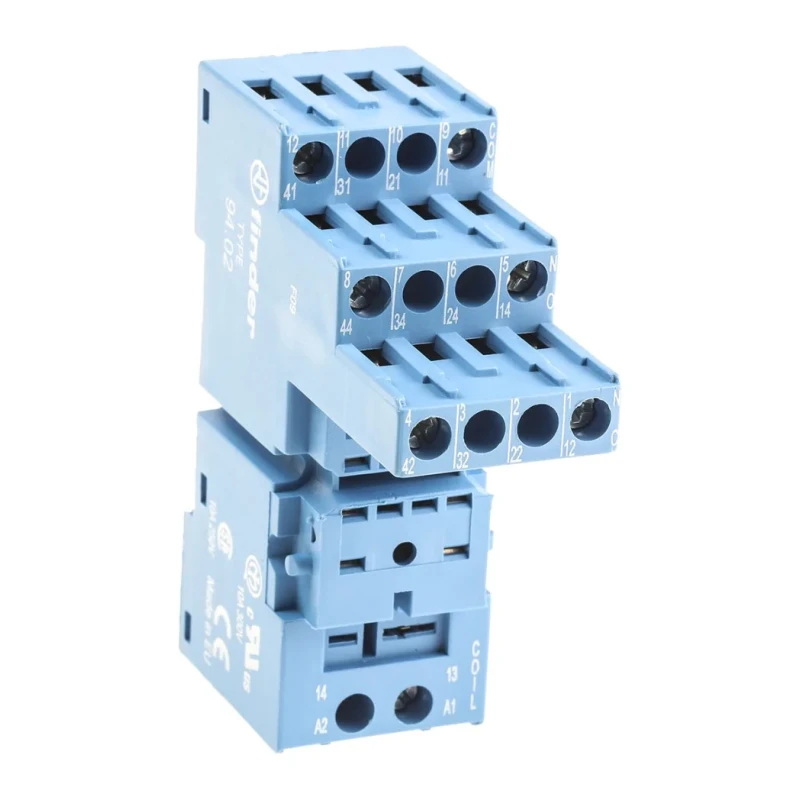 Finder 8 Way 250V AC DIN Rail Relay Socket, 10A Current, Screw Terminal, Compatible with 55.34 and 55.32 Relay 94.02SMA