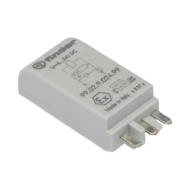 Finder Pluggable Function Module with LED Diode Green, Modular Industrial Electrical Control, Italy 99.02.9.024.99