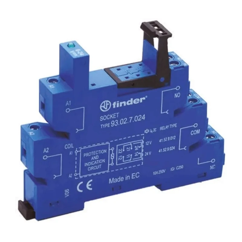 Finder 93 5 Way 250V AC DIN Rail Relay Socket with Screw Terminals for 41 Series Relays 93.02.0.024