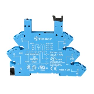Finder 5 Way 12 V AC/DC DIN Rail Relay Socket 10A Screw Terminal 93.51.0.024