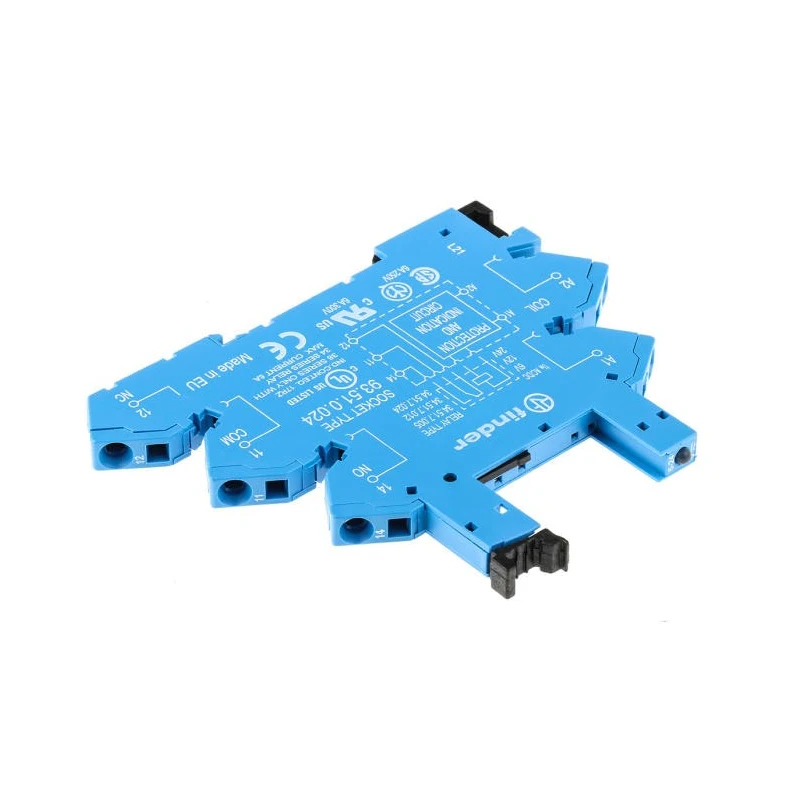 Finder 5 Way 12 V AC/DC DIN Rail Relay Socket 10A Screw Terminal 93.51.0.024