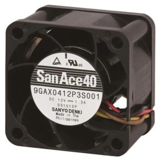 Sanyo Denki San Ace 9GAX Series Axial Fan 12V DC 15.6W 1.3A Max 54 m³/h 25000 RPM IP0 40x40x28 mm 9GAX0412P3S001