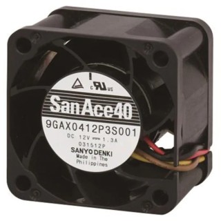 Sanyo Denki San Ace 9GAX Series Axial Fan 12V DC 15.6W 1.3A Max 54 m³/h IP0 40 mm 9GAX0412P3S003