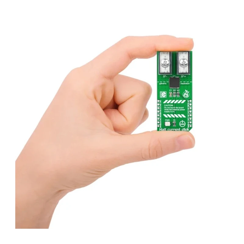 MikroElektronika Hall Current Click Sensor Development Tool 3.3V, ±50A Measurement Range, 16-Bit Digital Output MIKROE-1578