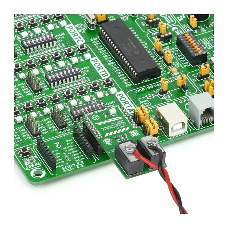 MikroElektronika Hall Current Click Sensor Development Tool 3.3V, ±50A Measurement Range, 16-Bit Digital Output MIKROE-1578