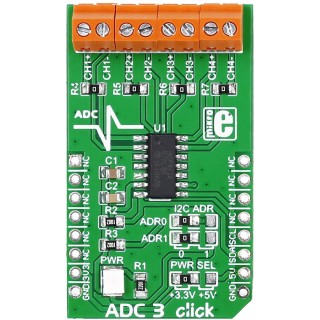 MikroElektronika Signal Conversion Development Kit ADC3 Click MikroBUS™ USB UART Interface MCP3428 16 bit MIKROE-1894