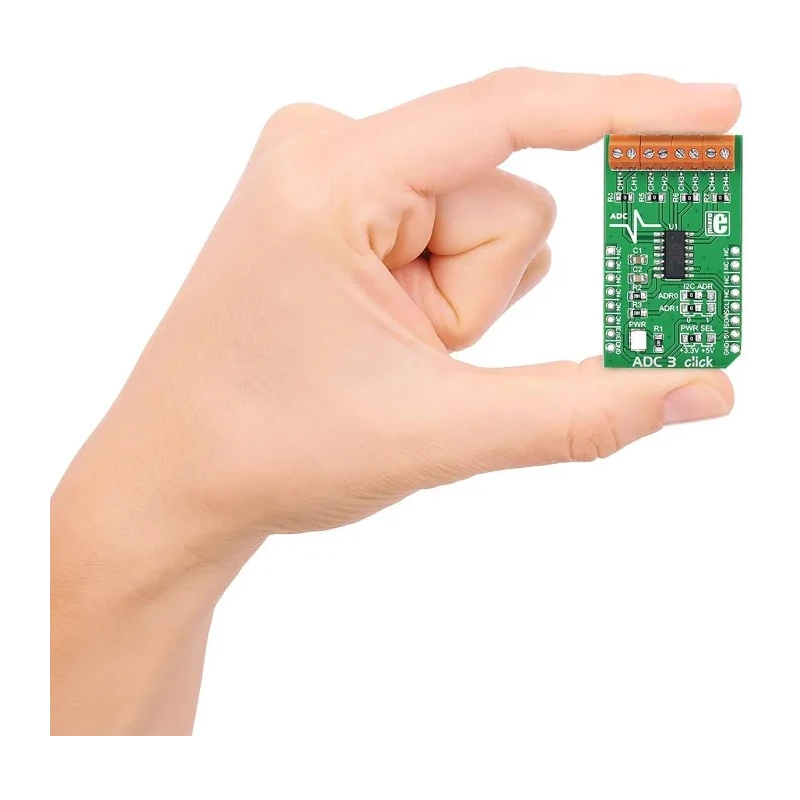 MikroElektronika Signal Conversion Development Kit ADC3 Click MikroBUS™ USB UART Interface MCP3428 16 bit MIKROE-1894