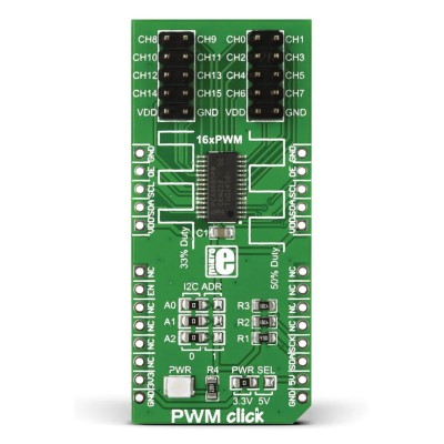 MikroElektronika Power Management Development Kit PWM Click PWM Controller for PCA9685PW, 16-Channel 12-bit MIKROE-1898