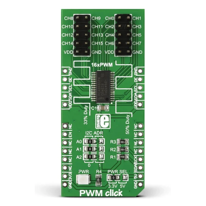 MikroElektronika Power Management Development Kit PWM Click PWM Controller for PCA9685PW, 16-Channel 12-bit MIKROE-1898