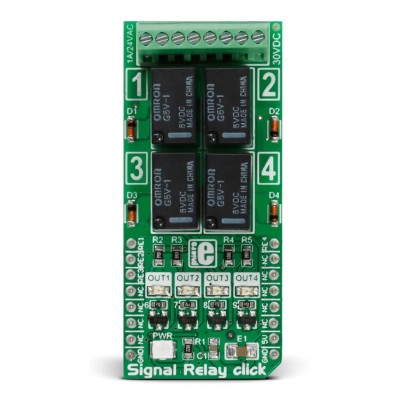 MikroElektronika Signal Relay Click Relay Click for GV5-1 for Heaters, Alarm Units, Lamps, Home Automation MIKROE-2154