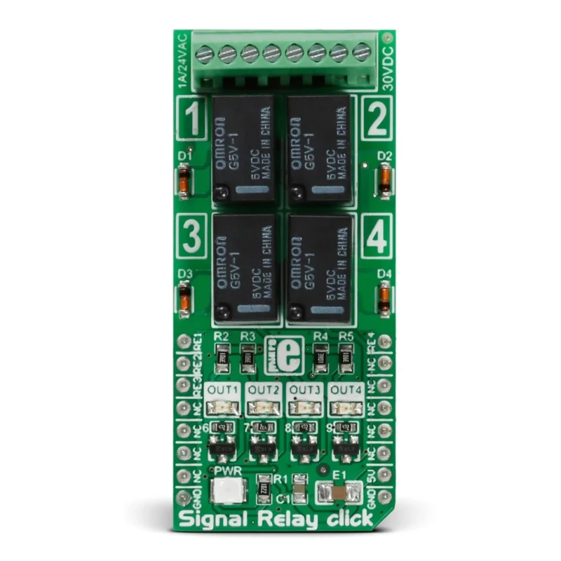 MikroElektronika Signal Relay Click Relay Click for GV5-1 for Heaters, Alarm Units, Lamps, Home Automation MIKROE-2154